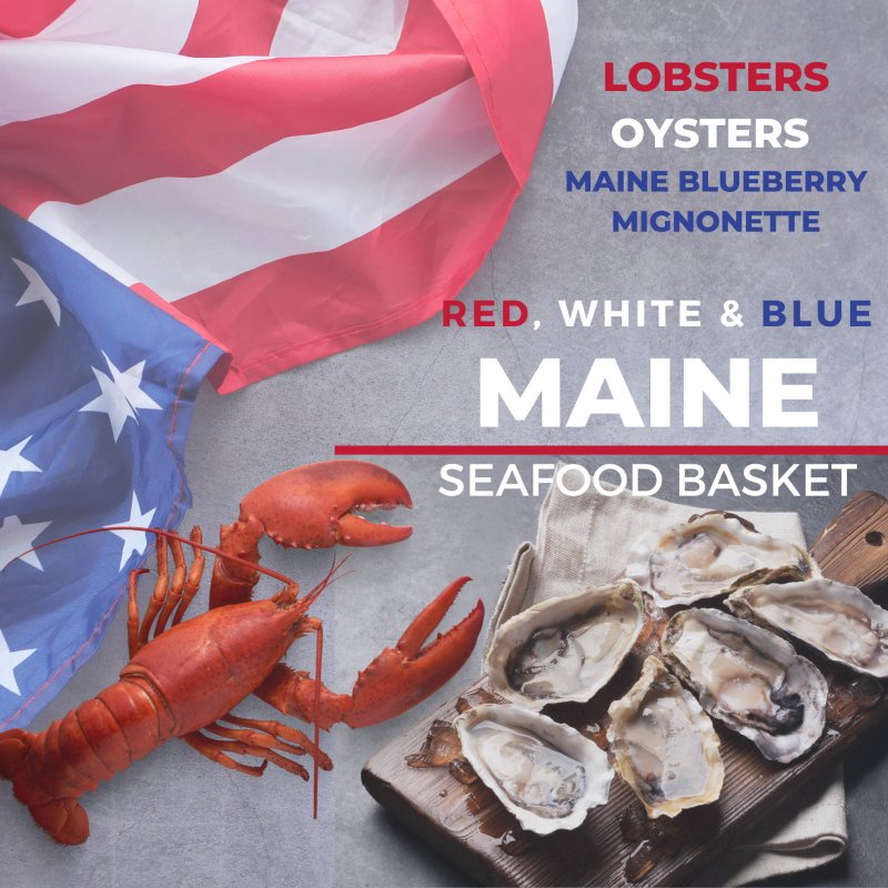 Red, White, Blue - Maine Seafood Basket - The Maine Oyster Company